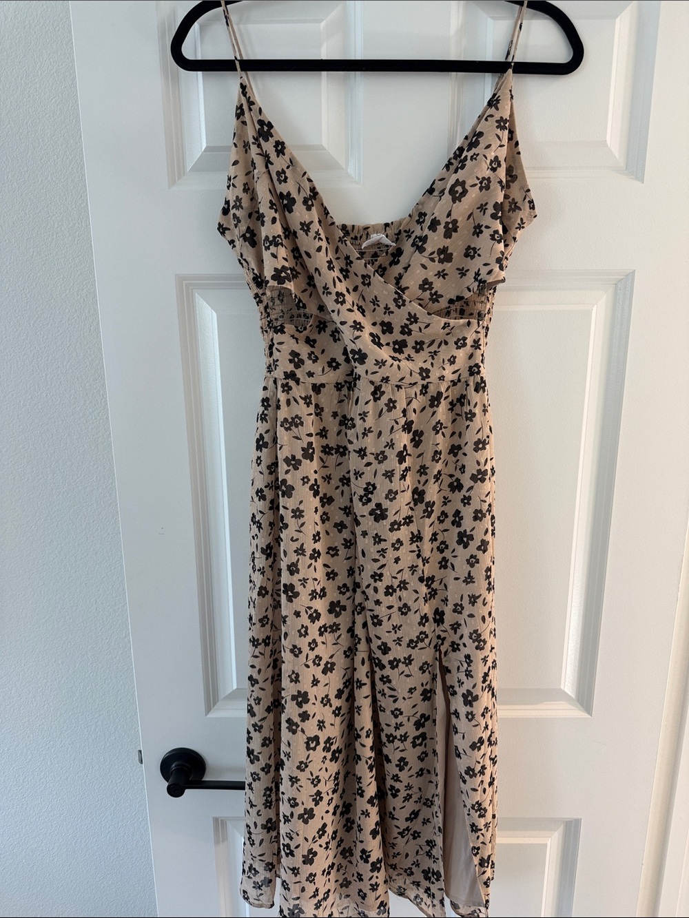 Sage the Label Beige and Black Floral Midi Sundress